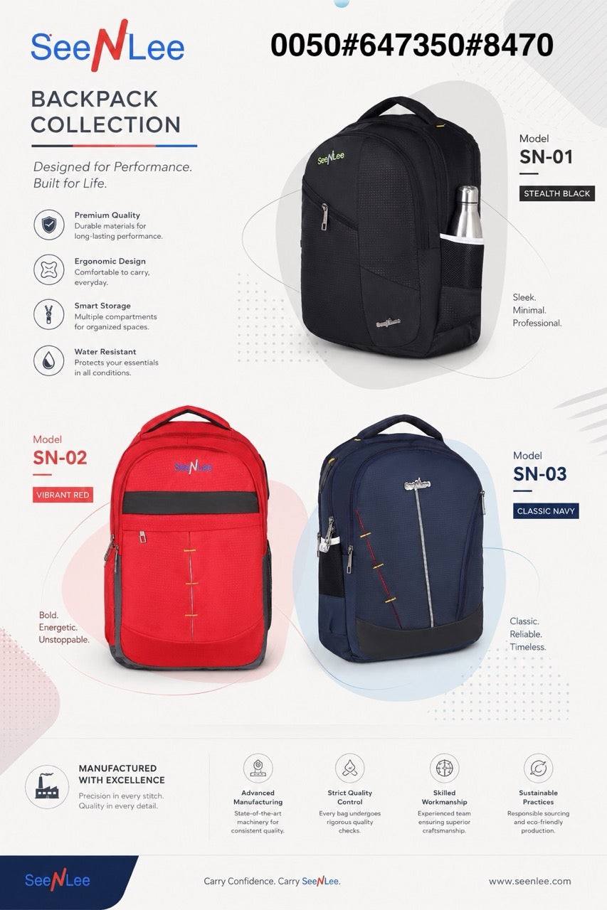 Seenlee Premium Multipurpose Backpack for Men & Women | College, Office & Travel Bag | Stylish Black Laptop Backpack