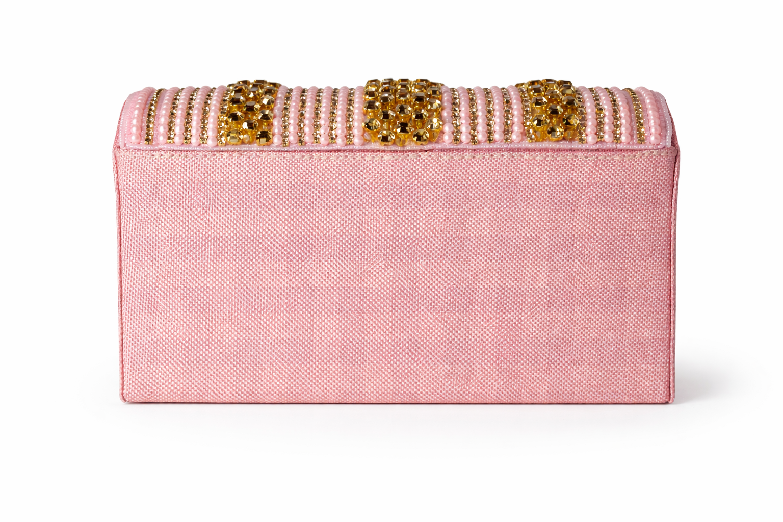 KarryQ Women's Premium Baby Pink Beaded Fringe Handbag | Crystal Embellished Party Clutch Purse | Designer Bridal, Wedding, Festive, Cocktail & Ethnic Shoulder Bag with Pearl Tassels