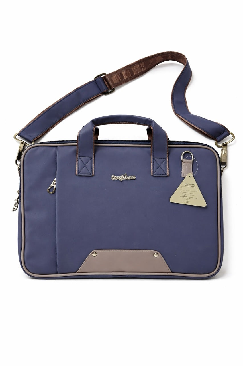 SeeNLee Premium Laptop Messenger Bag for Men & Women | Water-Resistant Office Briefcase | 15.6 Inch Laptop Carry Bag | Business Handbag with Shoulder Strap | Blue & Grey