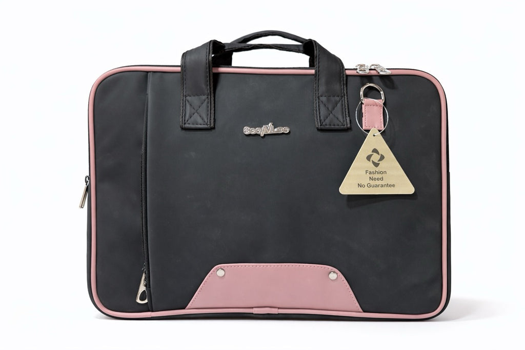 SeeNLee Premium Laptop Messenger Bag for Men & Women | Water-Resistant Office Briefcase | 15.6 Inch Laptop Carry Bag | Business Shoulder Bag with Adjustable Strap | Black & Pink