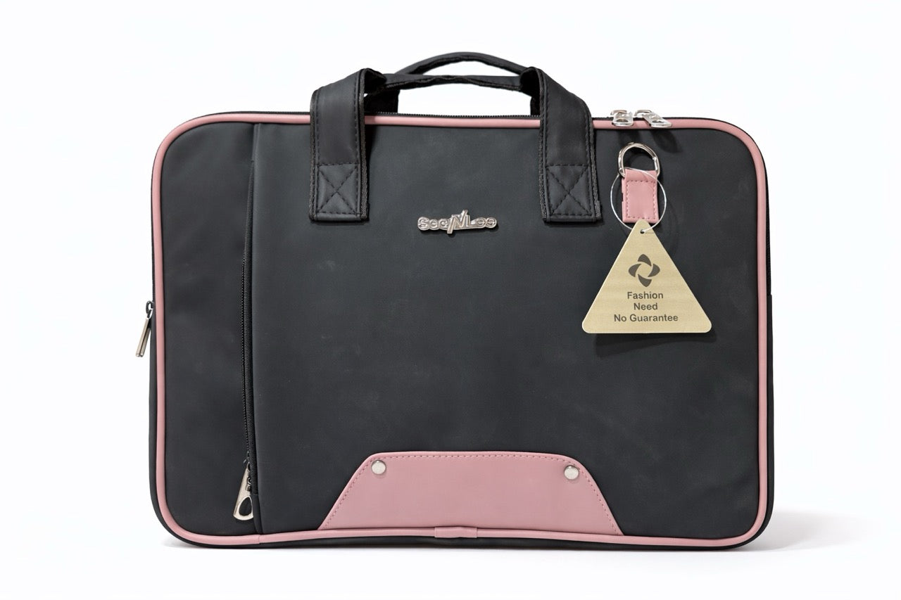 SeeNLee Premium Laptop Messenger Bag for Men & Women | Water-Resistant Office Briefcase | 15.6 Inch Laptop Carry Bag | Business Shoulder Bag with Adjustable Strap | Black & Pink