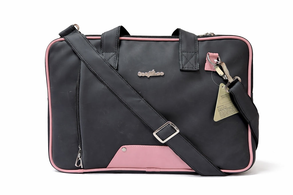 SeeNLee Premium Laptop Messenger Bag for Men & Women | Water-Resistant Office Briefcase | 15.6 Inch Laptop Carry Bag | Business Shoulder Bag with Adjustable Strap | Black & Pink