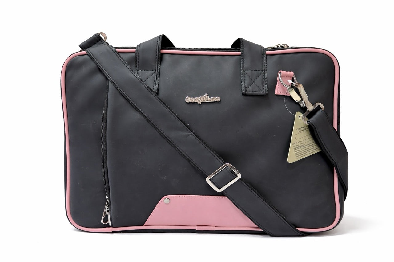 SeeNLee Premium Laptop Messenger Bag for Men & Women | Water-Resistant Office Briefcase | 15.6 Inch Laptop Carry Bag | Business Shoulder Bag with Adjustable Strap | Black & Pink