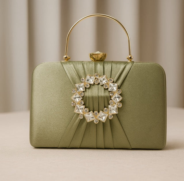  KarryQ Olive Green Crystal Ring Clutch