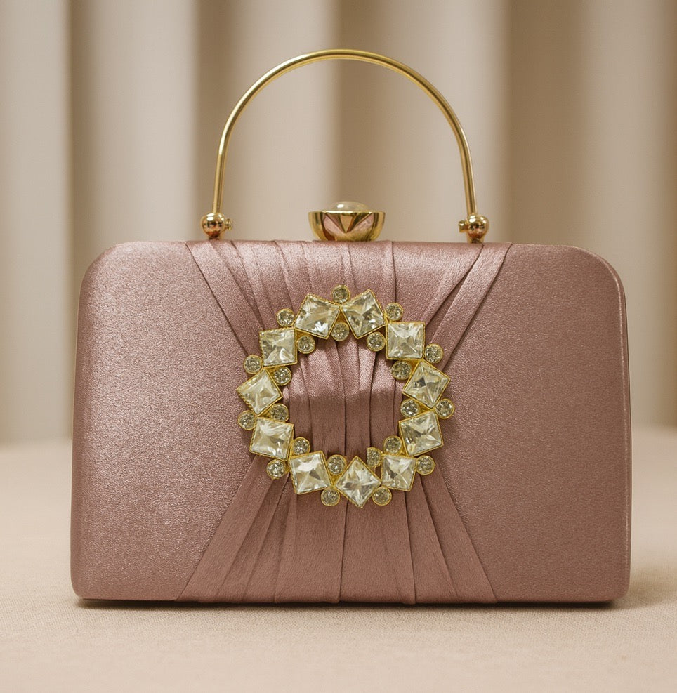 KarryQ Rose Pink Crystal Ring Clutch