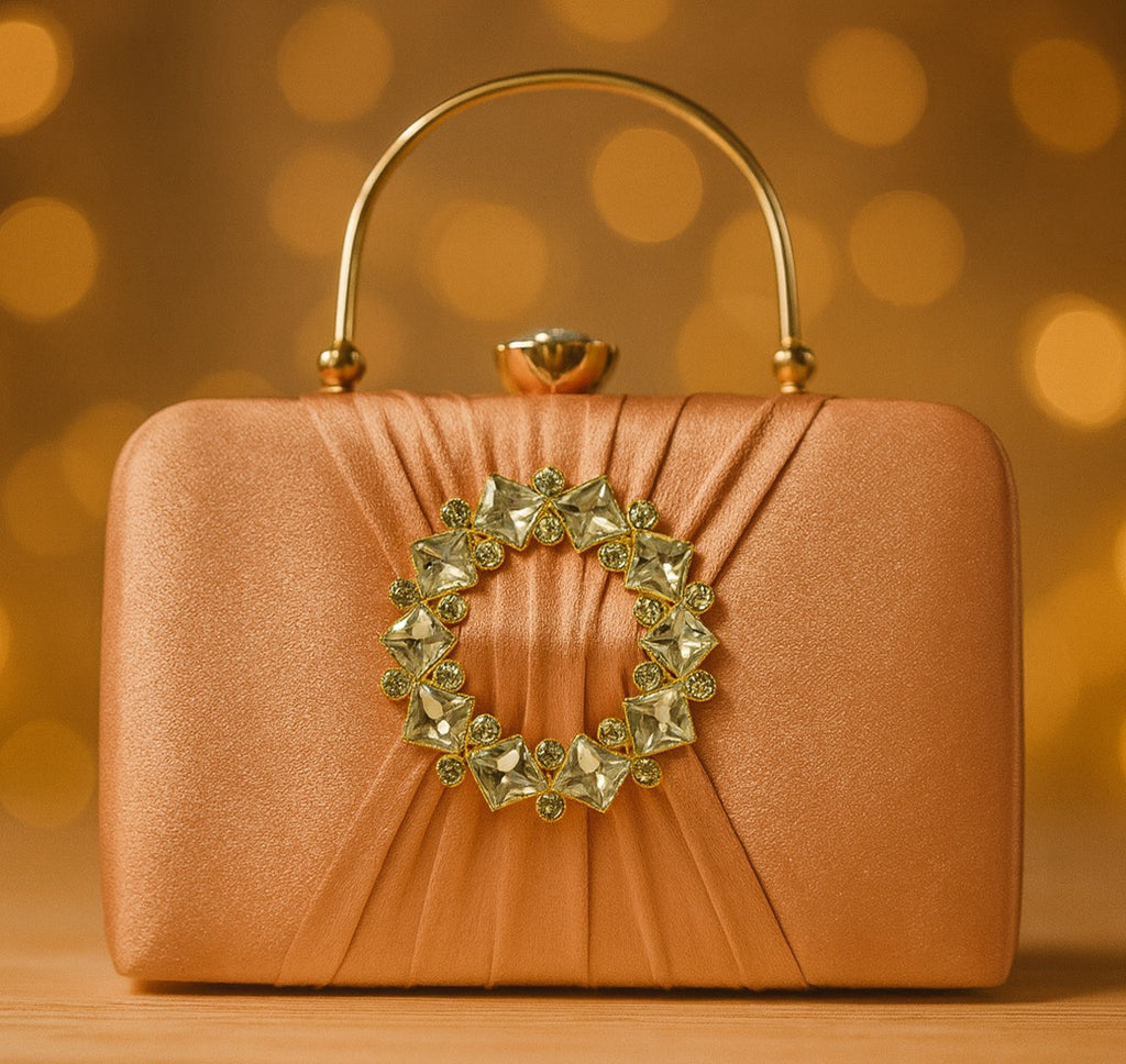 KarryQ Peach Crystal Ring Clutch