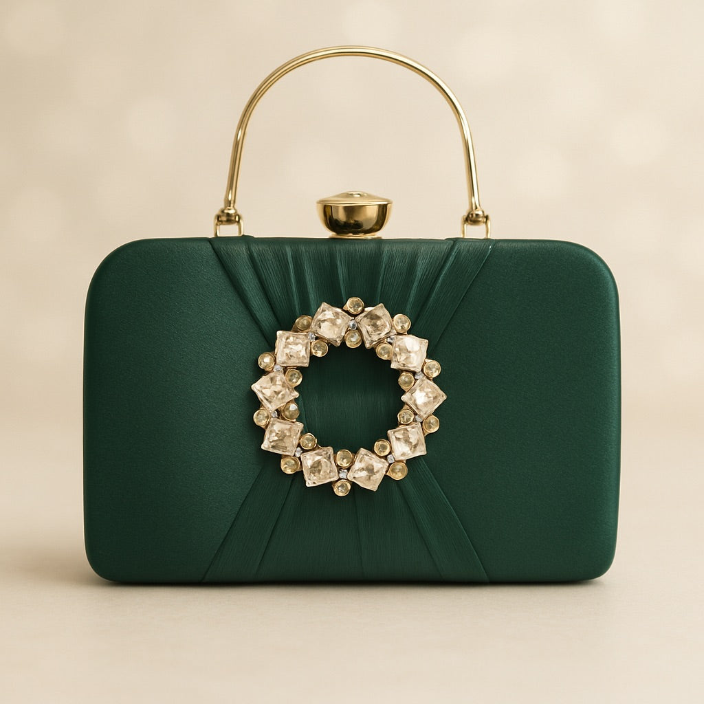KarryQ Emerald Green Crystal Ring Clutch