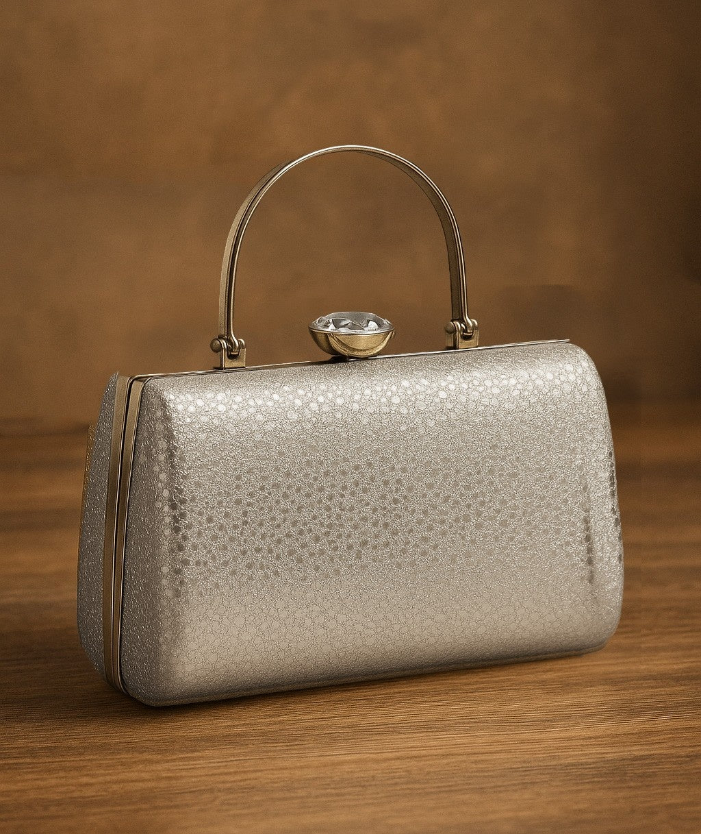 KarryQ Luxe Silver Metallic Box Clutch for Women | Premium Party, Wedding & Evening Handbag
