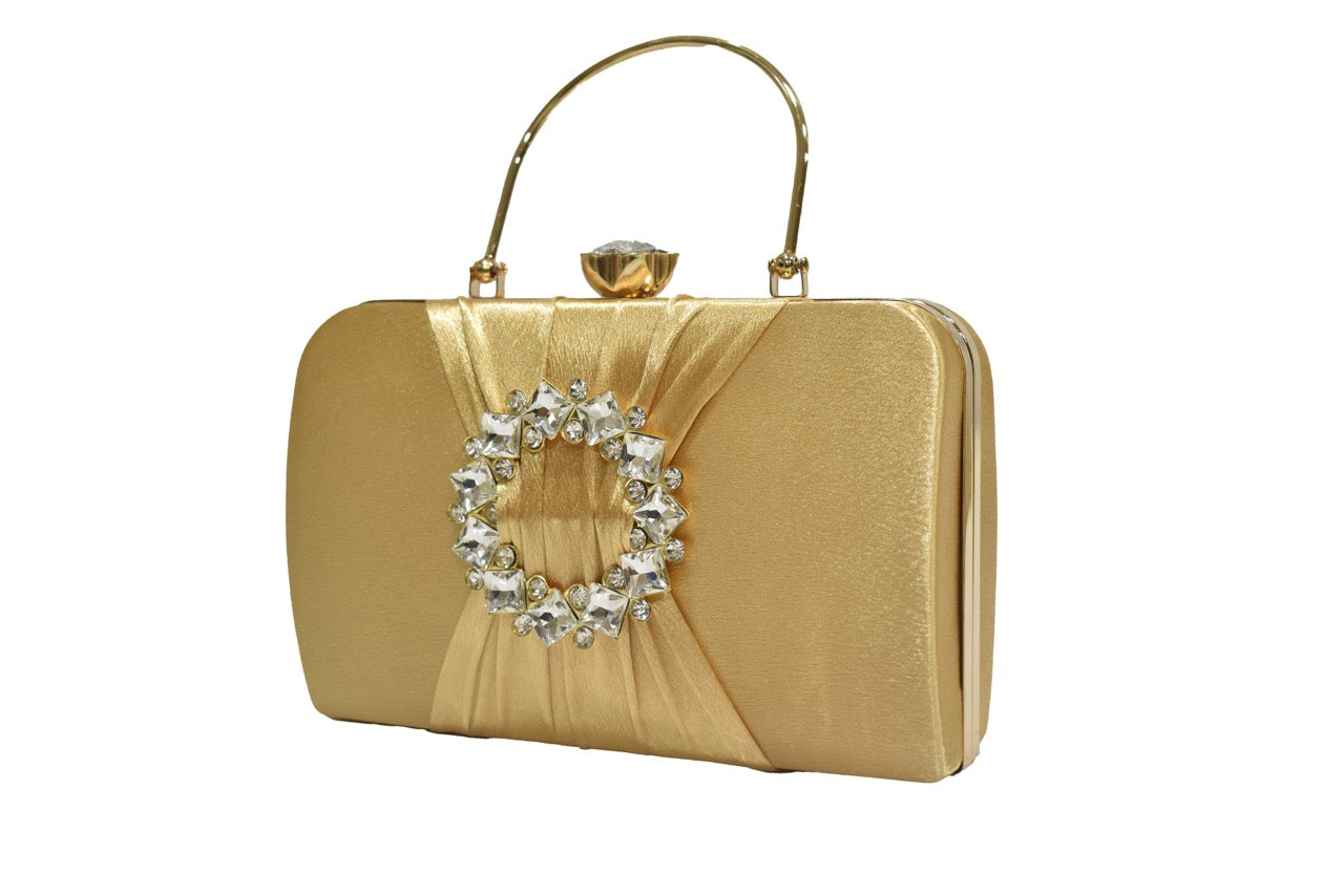 KarryQ Golden Crystal Ring Clutch for Women | Premium Party, Wedding & Festive Handbag