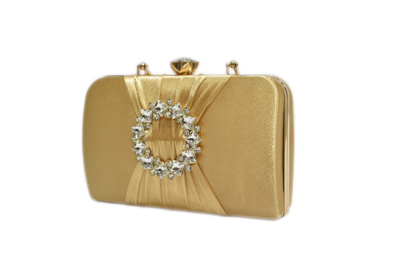 KarryQ Golden Crystal Ring Clutch for Women | Premium Party, Wedding & Festive Handbag