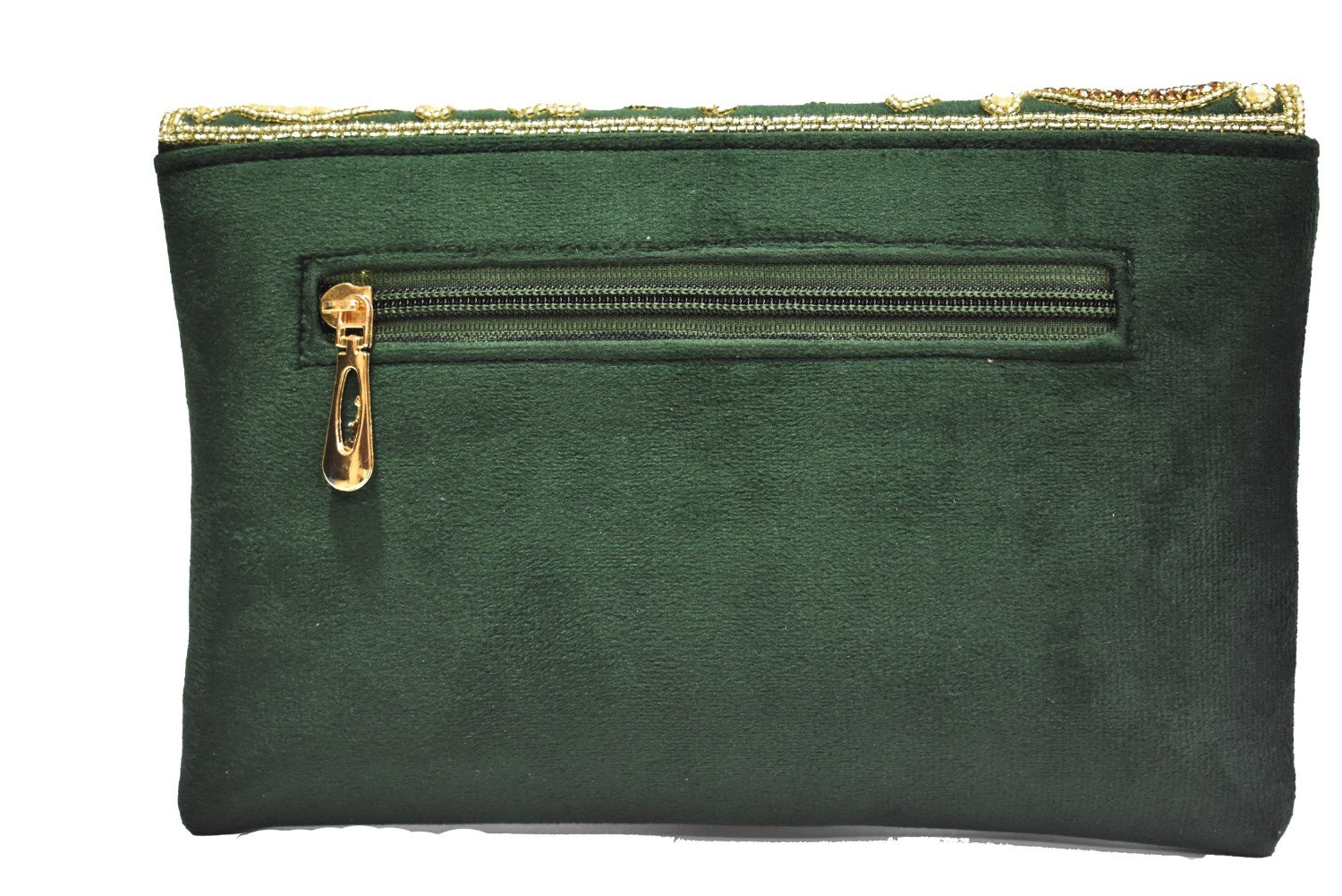KarryQ Royal Emerald Green Embroidered Clutch for Women | Premium Ethnic Wedding, Festive & Party Handbag