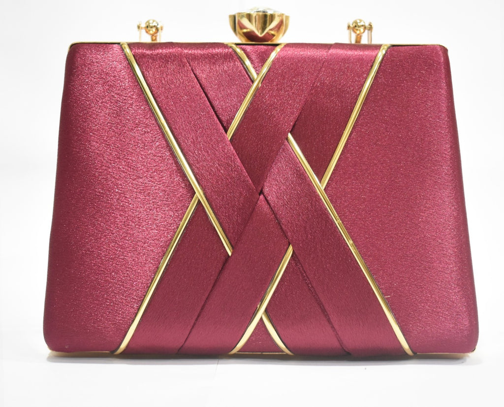 KarryQ Royal Maroon Satin Box Clutch for Women | Premium Wedding, Party & Evening Handbag