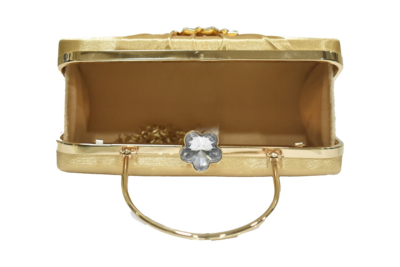 KarryQ Golden Crystal Ring Clutch for Women | Premium Party, Wedding & Festive Handbag