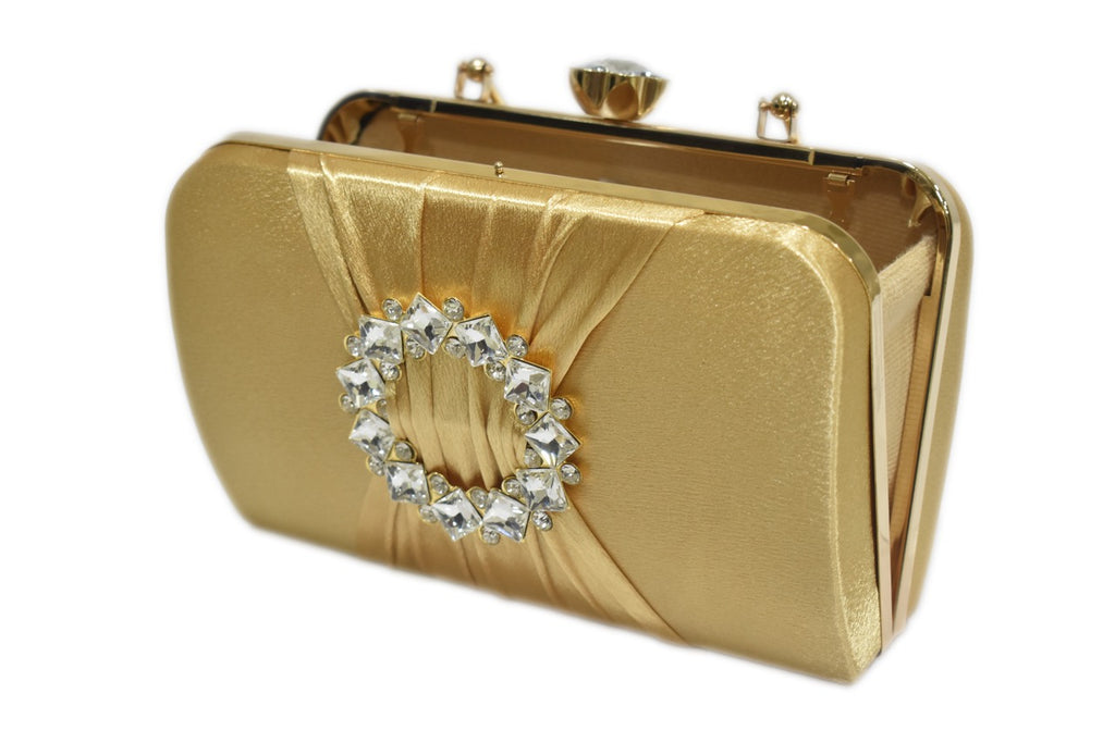 KarryQ Golden Crystal Ring Clutch for Women | Premium Party, Wedding & Festive Handbag