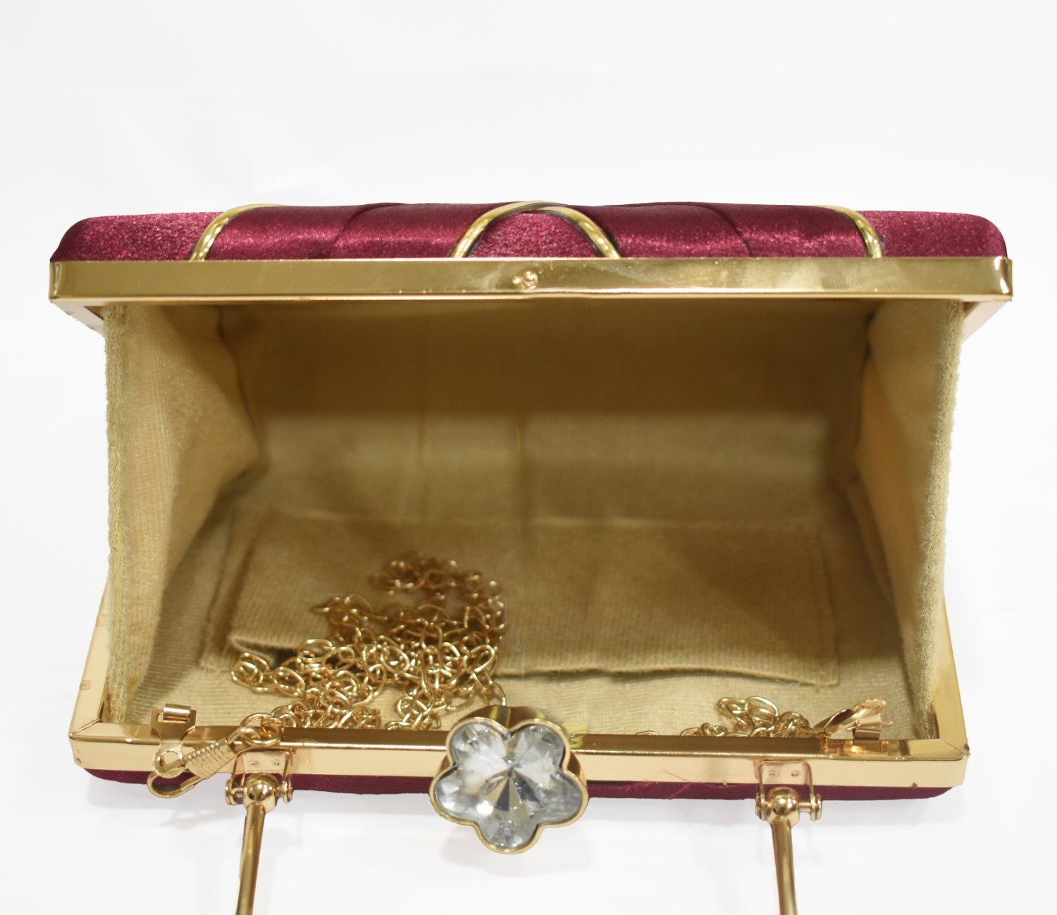 KarryQ Royal Maroon Satin Box Clutch for Women | Premium Wedding, Party & Evening Handbag
