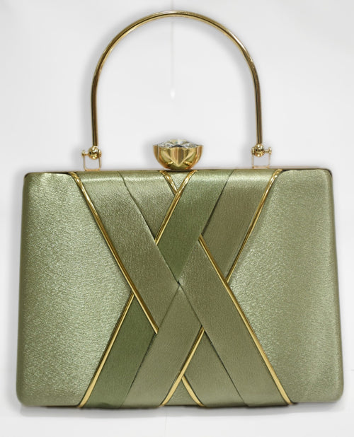 KarryQ Luxe Pista Green Satin Box Clutch for Women | Premium Wedding, Party & Evening Handbag