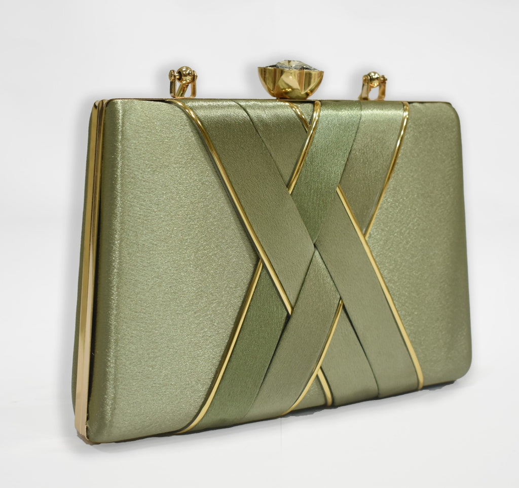 KarryQ Luxe Pista Green Satin Box Clutch for Women | Premium Wedding, Party & Evening Handbag