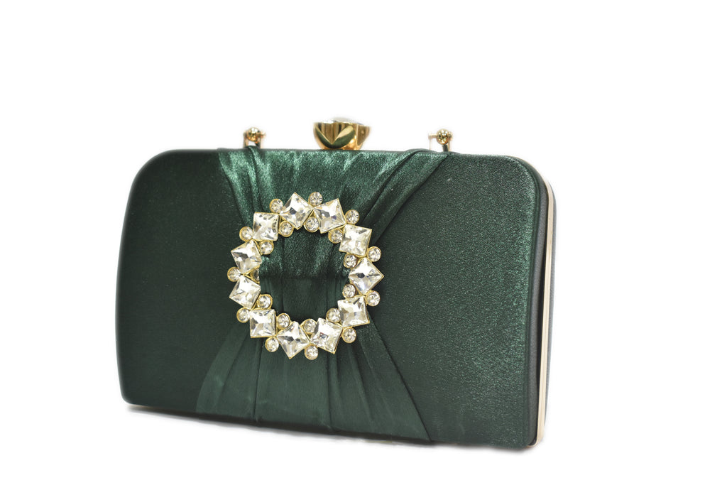 KarryQ Emerald Crystal Ring Clutch for Women | Premium Party, Wedding & Festive Handbag