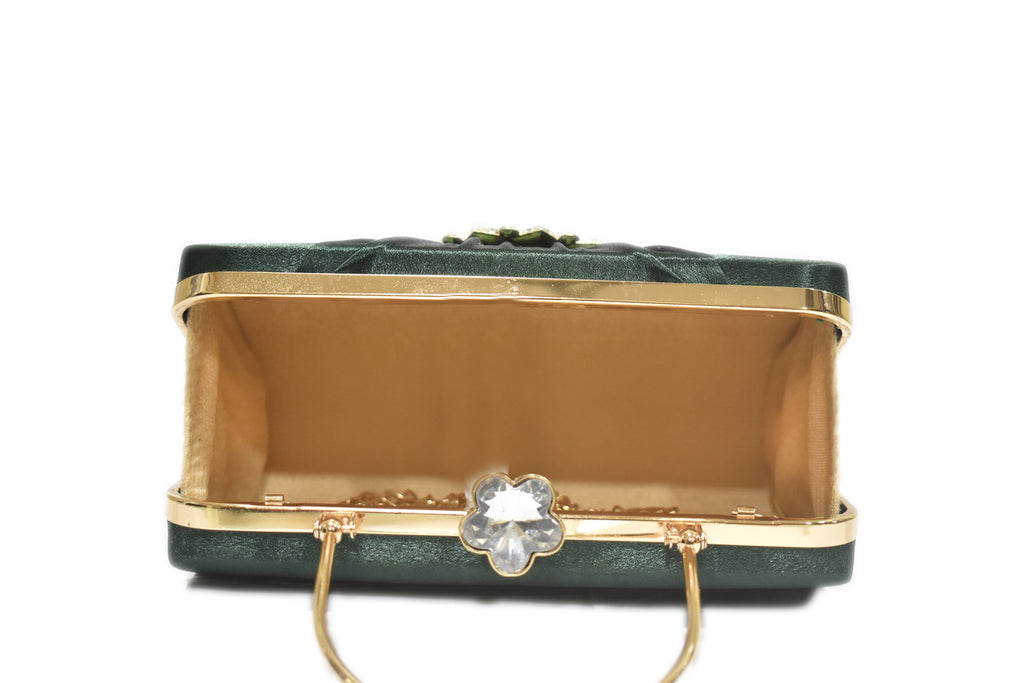 KarryQ Emerald Crystal Ring Clutch for Women | Premium Party, Wedding & Festive Handbag