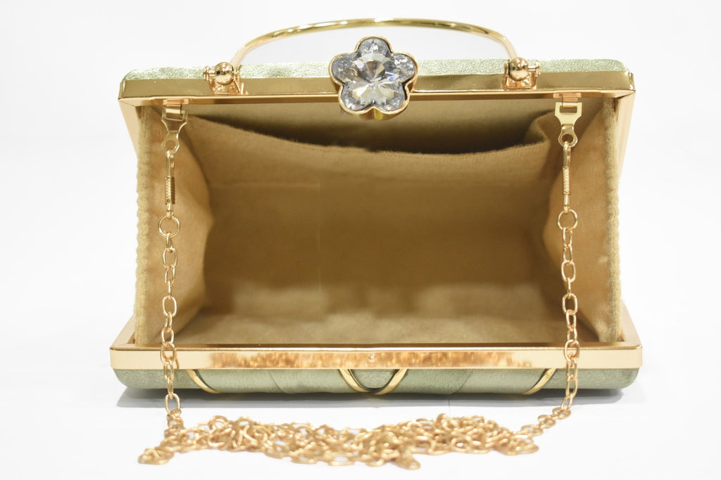 KarryQ Luxe Pista Green Satin Box Clutch for Women | Premium Wedding, Party & Evening Handbag