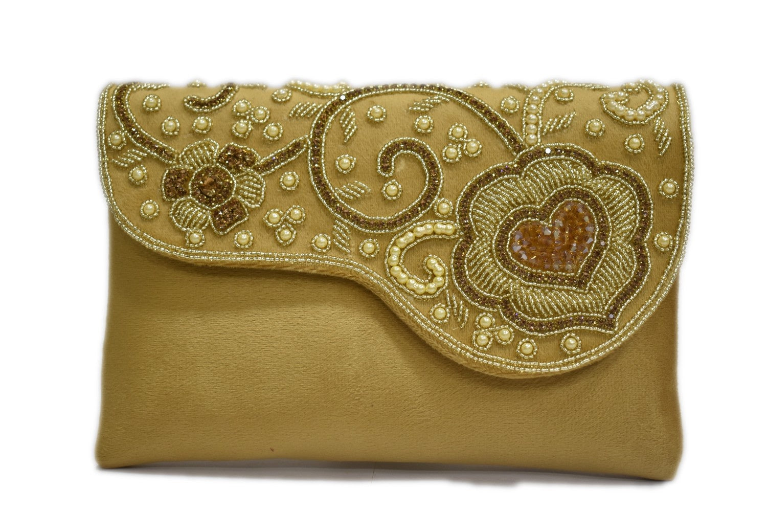 KarryQ Royal Mustard Yellow Embroidered Clutch for Women | Premium Ethnic Wedding, Festive & Party Handbag