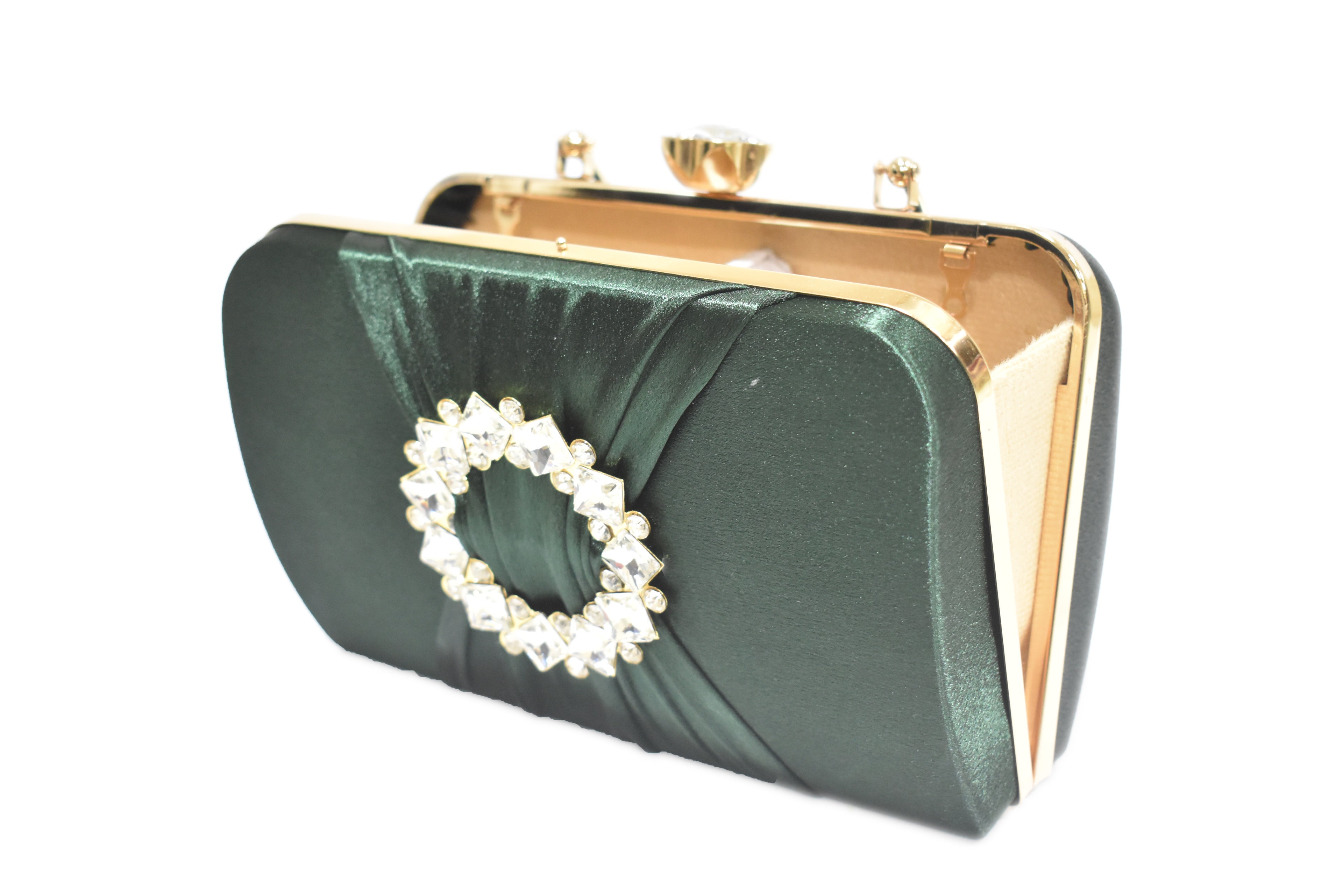 KarryQ Emerald Crystal Ring Clutch for Women | Premium Party, Wedding & Festive Handbag
