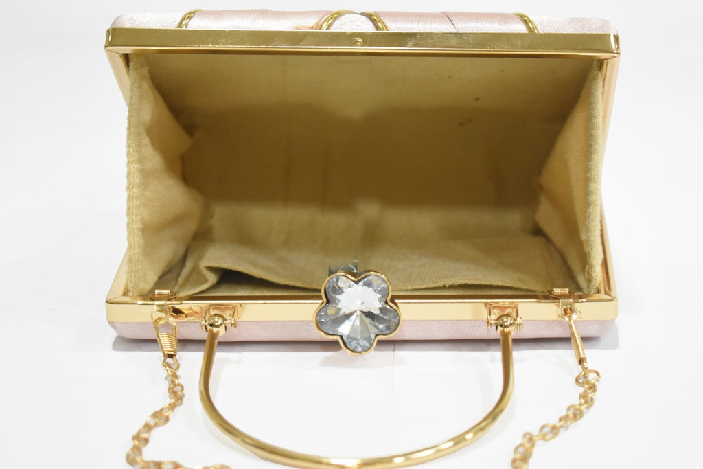 KarryQ Luxe Champagne Pink Satin Box Clutch for Women | Premium Wedding, Party & Evening Handbag