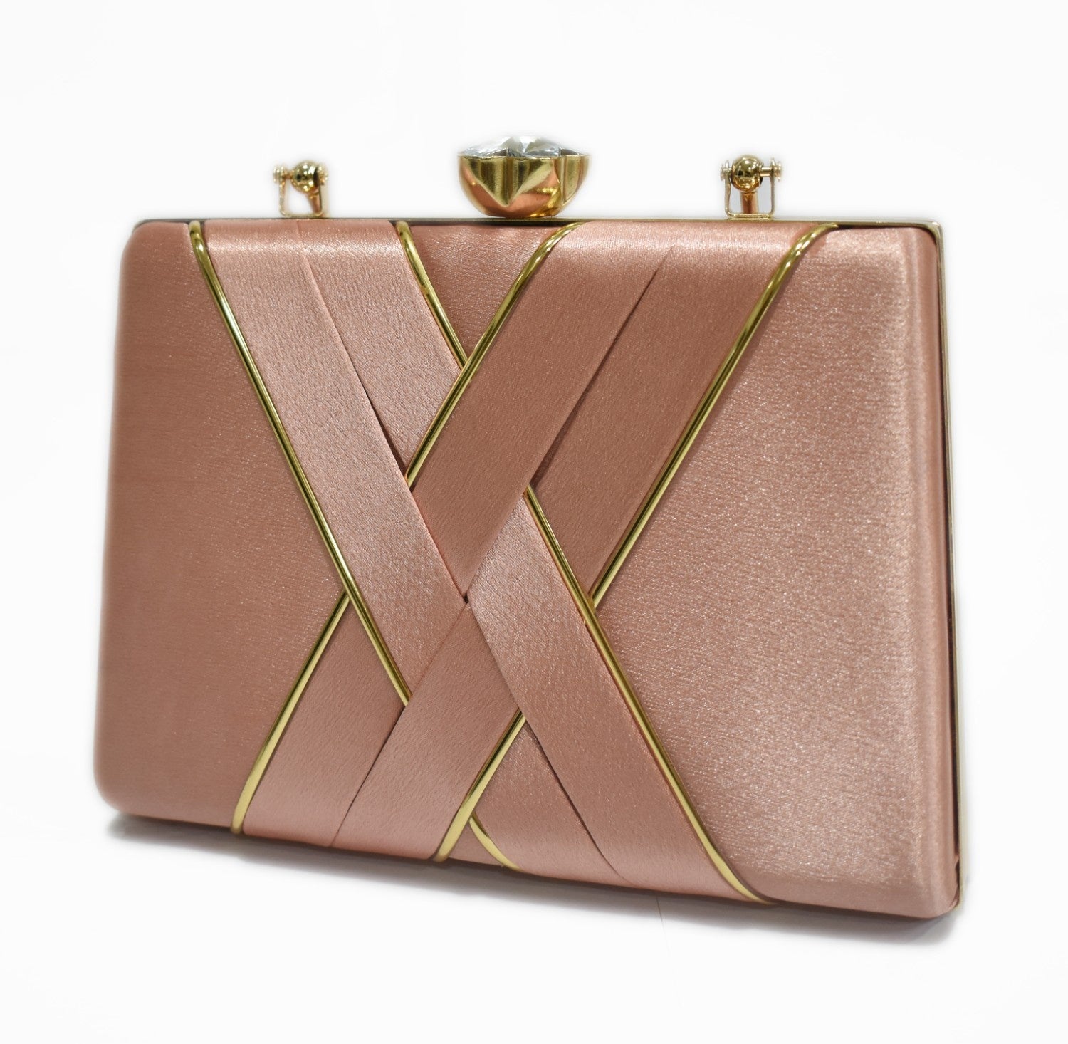 KarryQ Luxe Rose Gold Satin Box Clutch for Women | Premium Wedding, Party & Evening Handbag
