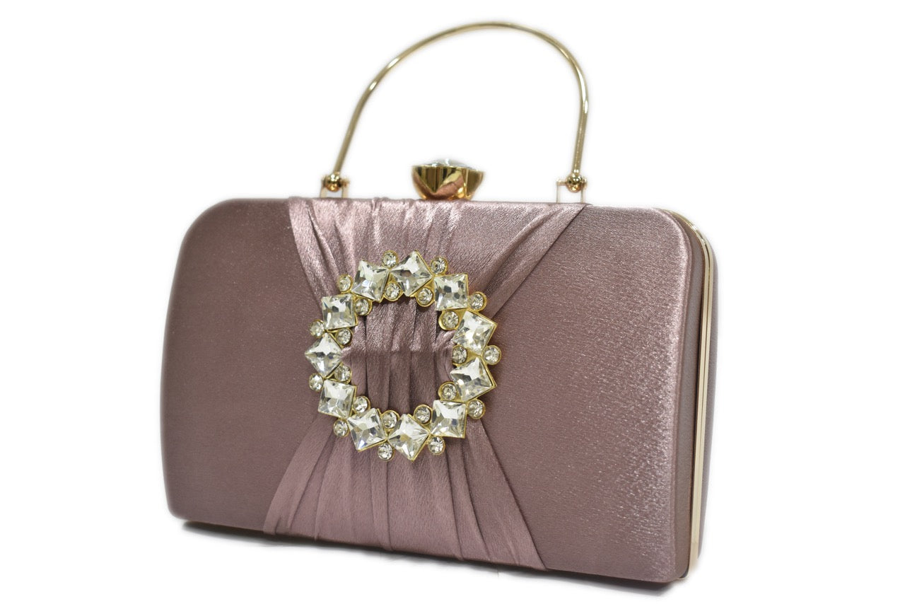 KarryQ Rose Pink Crystal Ring Clutch for Women | Premium Party, Wedding & Festive Handbag