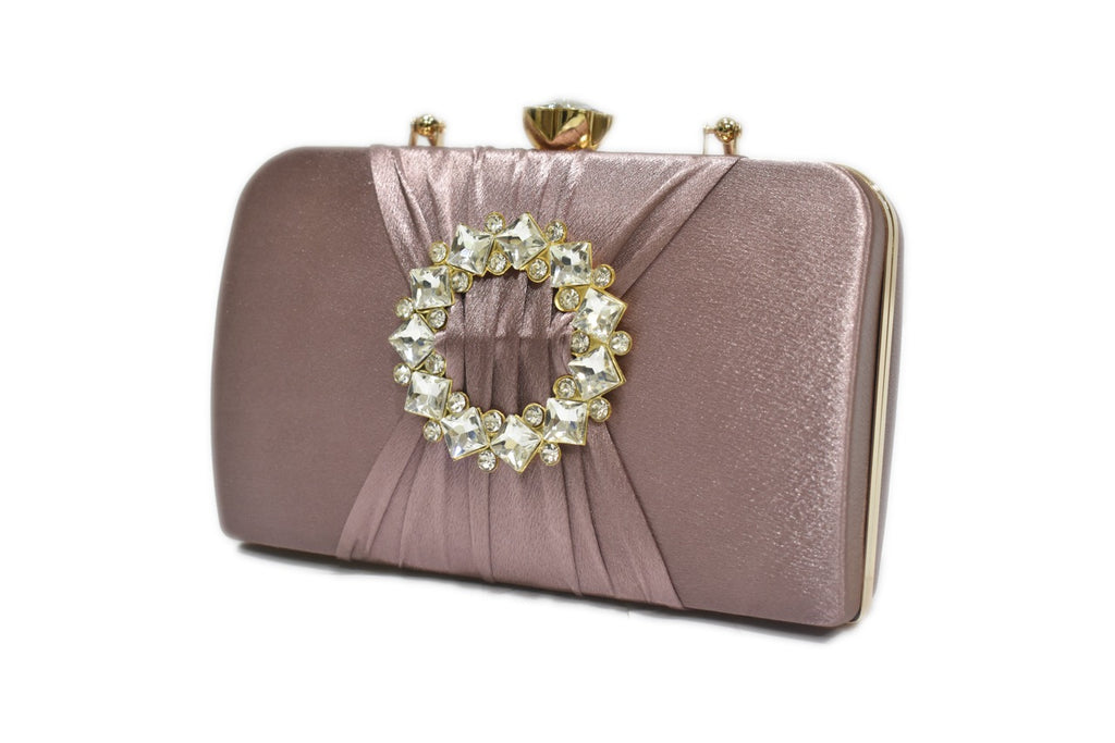 KarryQ Rose Pink Crystal Ring Clutch for Women | Premium Party, Wedding & Festive Handbag