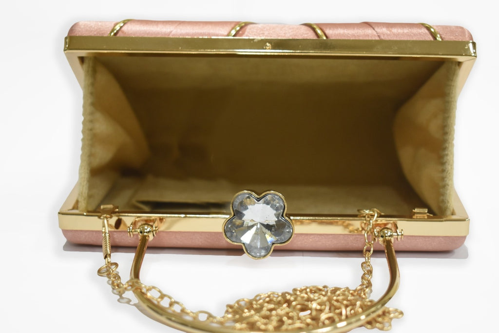 KarryQ Luxe Rose Gold Satin Box Clutch for Women | Premium Wedding, Party & Evening Handbag