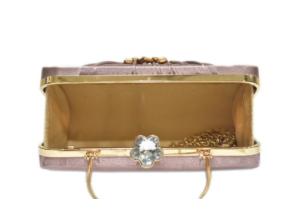 KarryQ Rose Pink Crystal Ring Clutch for Women | Premium Party, Wedding & Festive Handbag