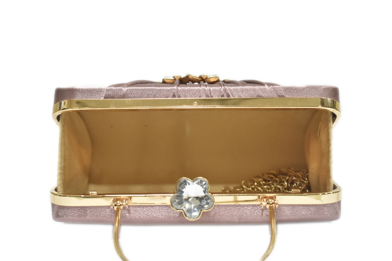 KarryQ Rose Pink Crystal Ring Clutch for Women | Premium Party, Wedding & Festive Handbag