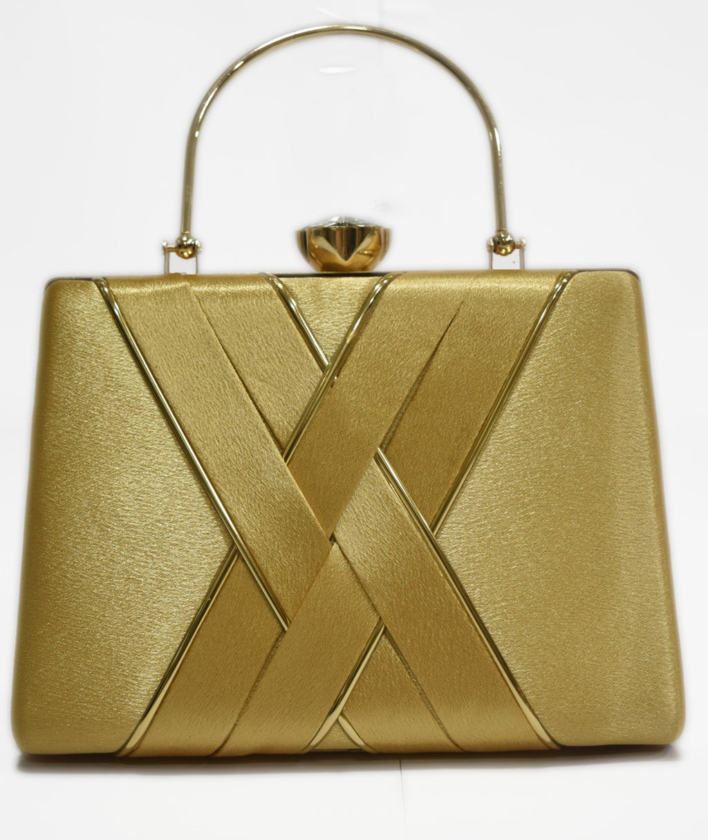 KarryQ Luxe Golden Satin Box Clutch for Women | Premium Wedding, Party & Evening Handbag