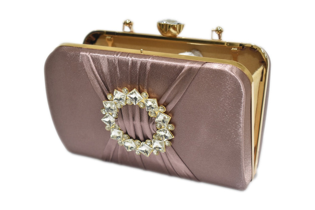 KarryQ Rose Pink Crystal Ring Clutch for Women | Premium Party, Wedding & Festive Handbag