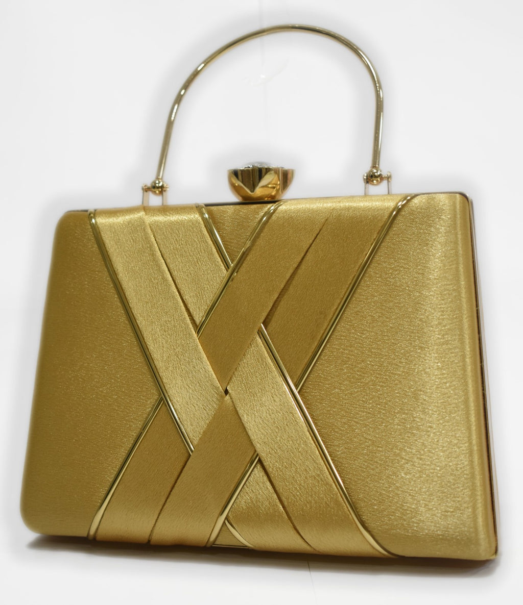 KarryQ Luxe Golden Satin Box Clutch for Women | Premium Wedding, Party & Evening Handbag