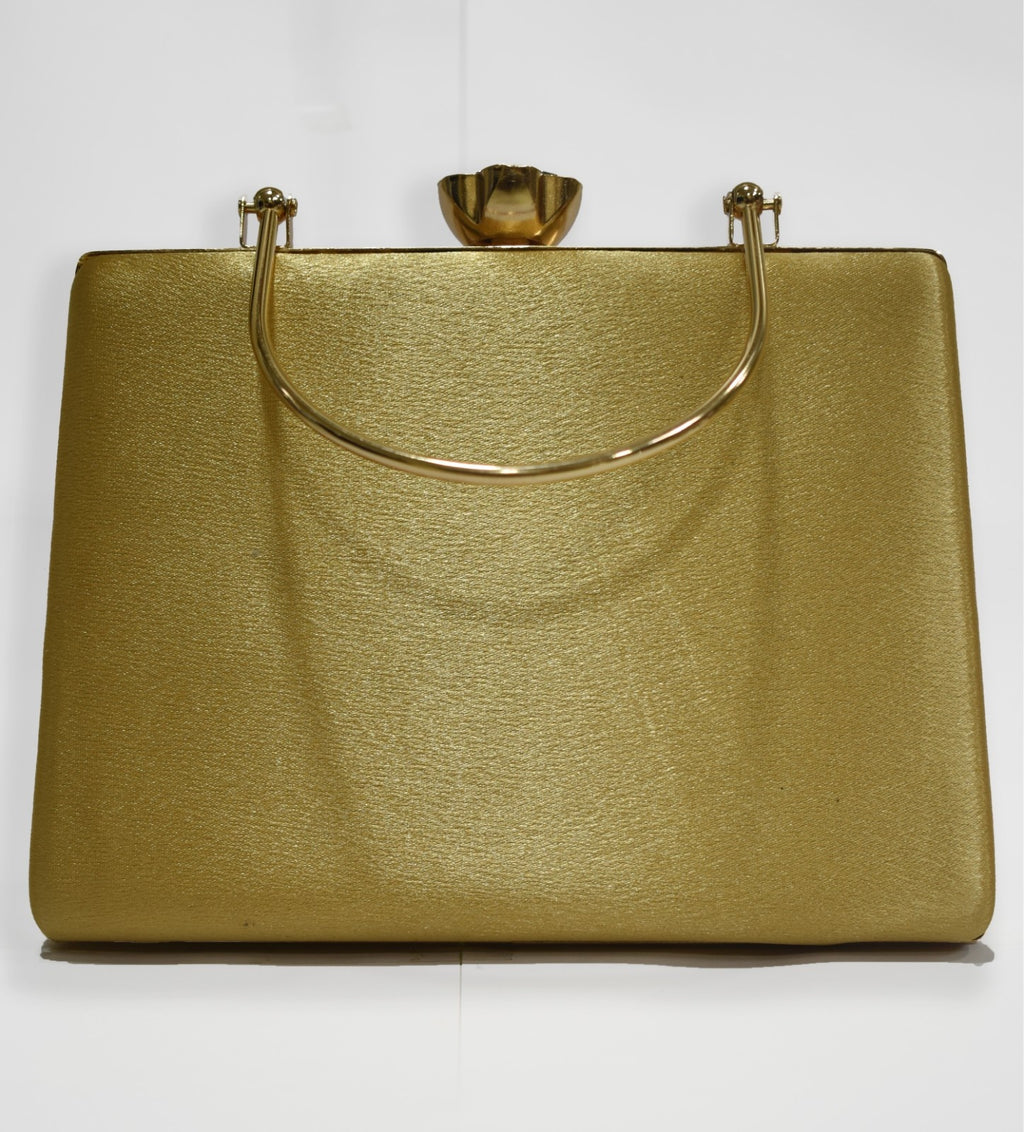 KarryQ Luxe Golden Satin Box Clutch for Women | Premium Wedding, Party & Evening Handbag