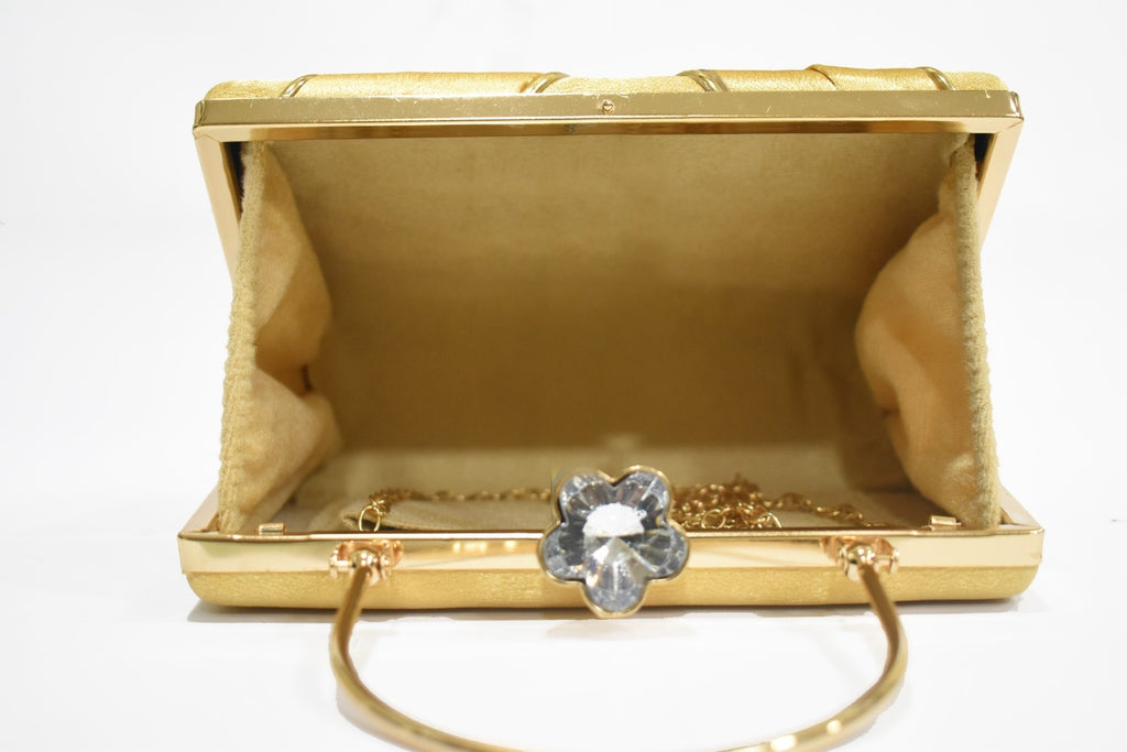 KarryQ Luxe Golden Satin Box Clutch for Women | Premium Wedding, Party & Evening Handbag