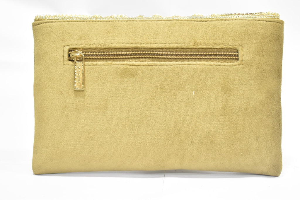 KarryQ Luxe Champagne Gold Embroidered Clutch for Women | Premium Ethnic Wedding, Festive & Party Handbag