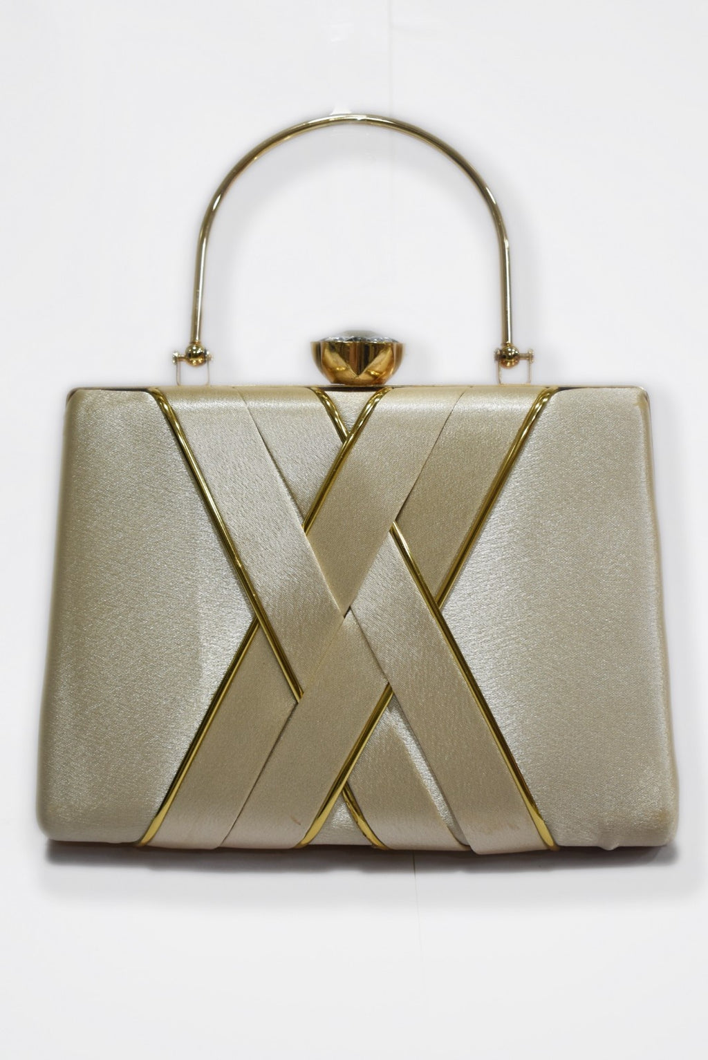 KarryQ Luxe Champagne Gold Satin Box Clutch for Women | Premium Wedding, Party & Evening Handbag