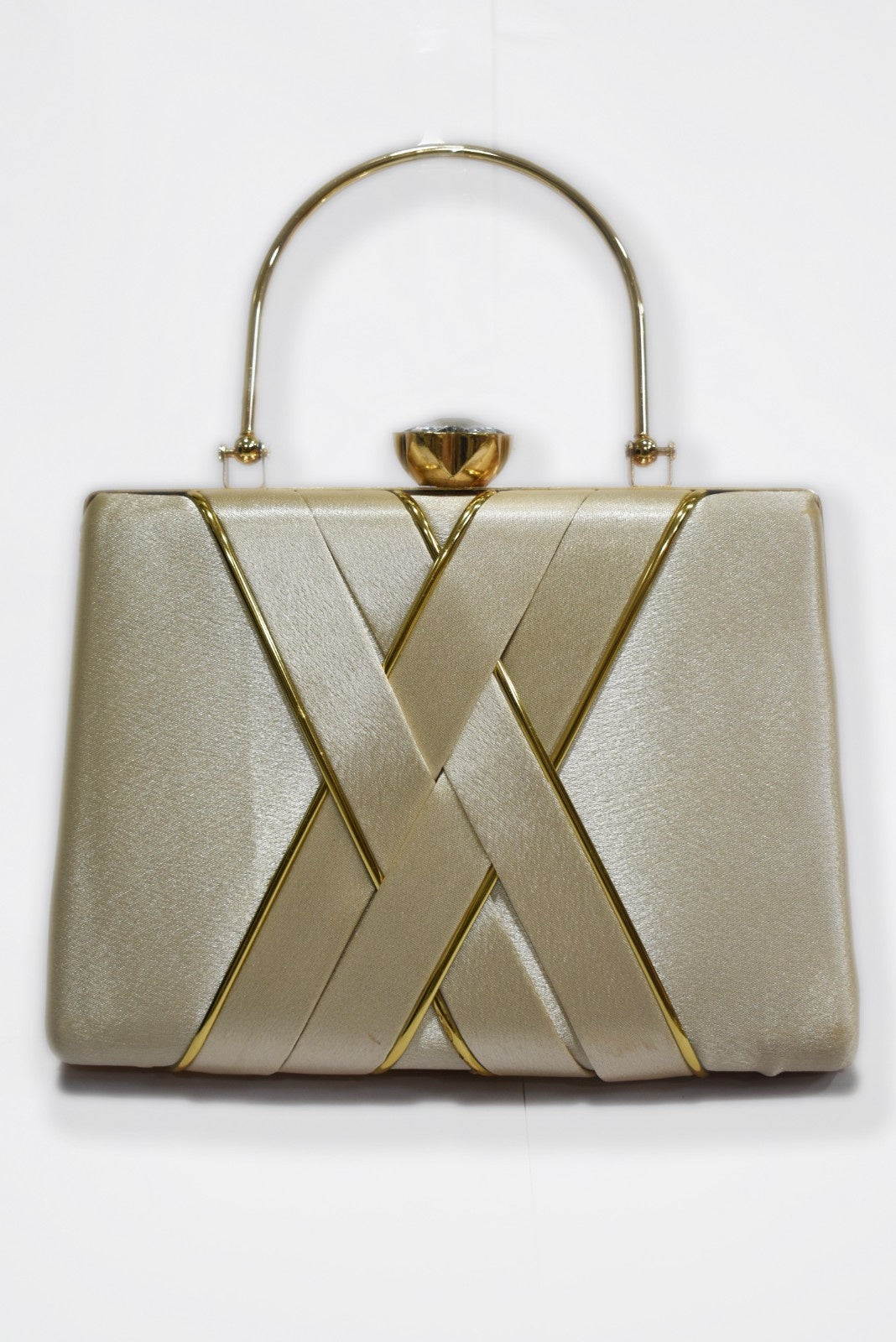 KarryQ Luxe Champagne Gold Satin Box Clutch for Women | Premium Wedding, Party & Evening Handbag