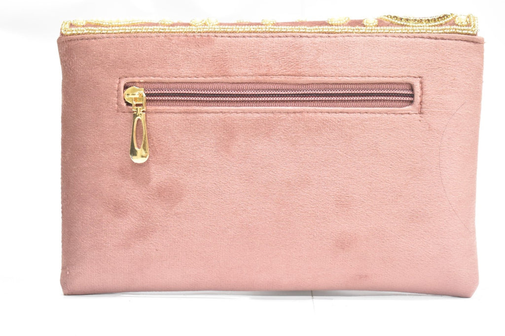 KarryQ Blush Rose Embroidered Clutch for Women | Premium Ethnic Wedding, Festive & Party Handbag