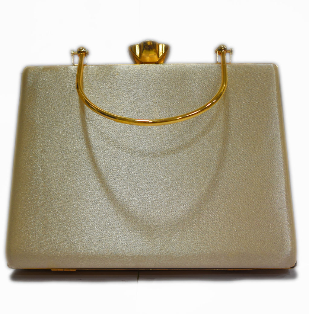 KarryQ Luxe Champagne Gold Satin Box Clutch for Women | Premium Wedding, Party & Evening Handbag