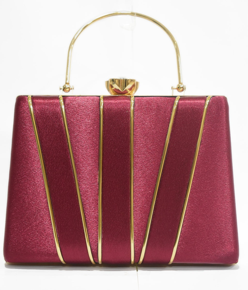 KarryQ Royal Wine Red Satin Box Clutch for Women | Premium Wedding, Party & Evening Handbag