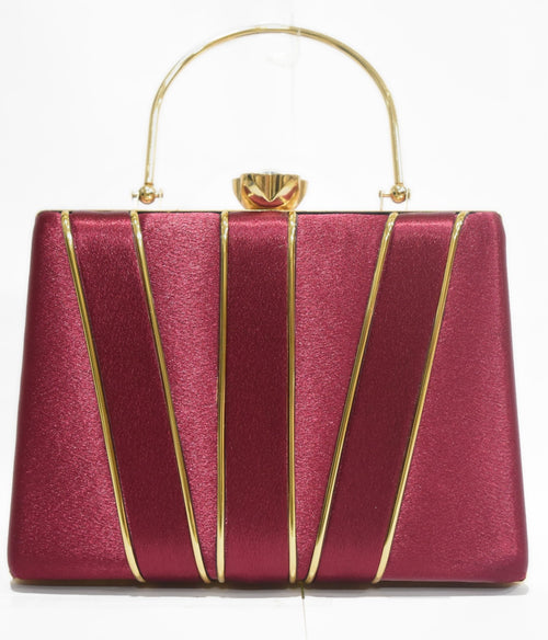 KarryQ Royal Wine Red Satin Box Clutch for Women | Premium Wedding, Party & Evening Handbag