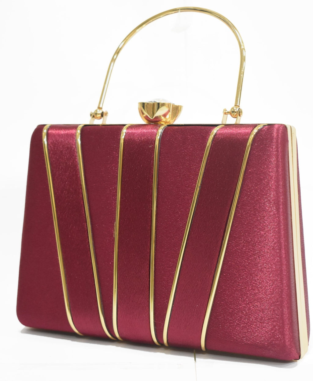 KarryQ Royal Wine Red Satin Box Clutch for Women | Premium Wedding, Party & Evening Handbag