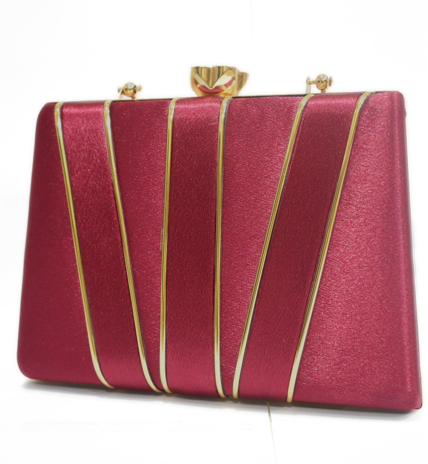 KarryQ Royal Wine Red Satin Box Clutch for Women | Premium Wedding, Party & Evening Handbag