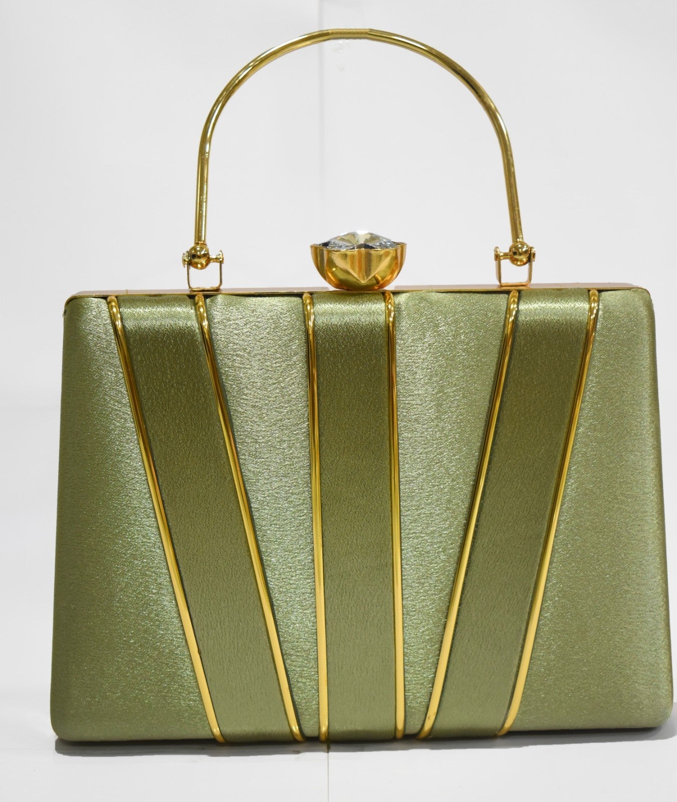 KarryQ Luxe Olive Gold Satin Box Clutch for Women | Premium Wedding, Party & Evening Handbag