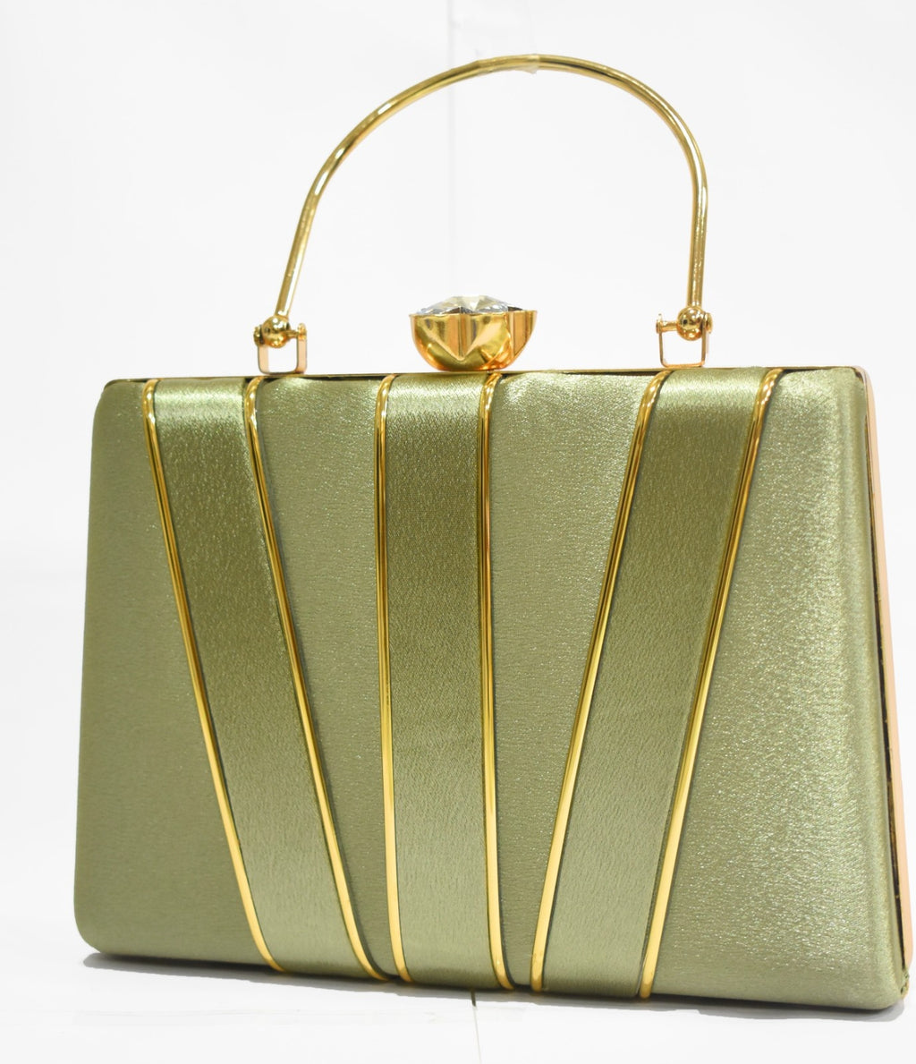KarryQ Luxe Olive Gold Satin Box Clutch for Women | Premium Wedding, Party & Evening Handbag