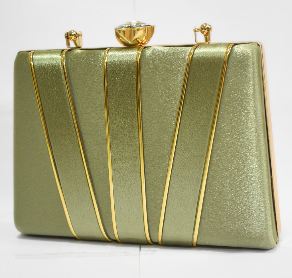 KarryQ Luxe Olive Gold Satin Box Clutch for Women | Premium Wedding, Party & Evening Handbag